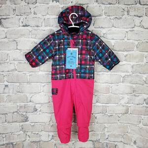 Roxy Sweet Pea One Piece Snowsuit Size  9M NWT Pink Plaid